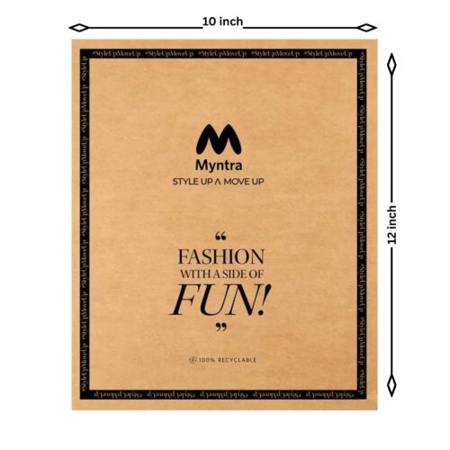 10x12 Myntra Branded Recyclable Kraft Paper Courier Bag | Eco-Friendly E-commerce Packaging Poly Mailer | Fashion Shipping Bag with Secure Seal