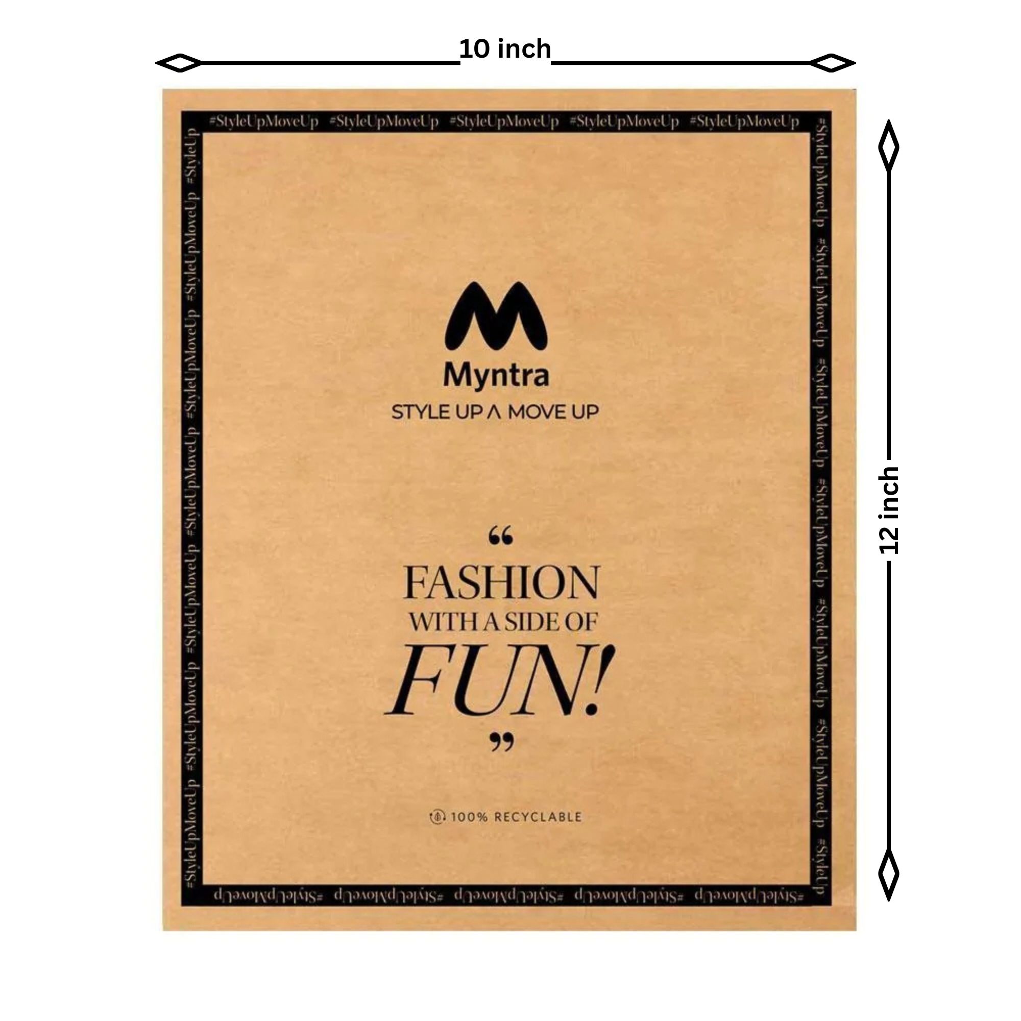 10x12 Myntra Branded Recyclable Kraft Paper Courier Bag | Eco-Friendly E-commerce Packaging Poly Mailer | Fashion Shipping Bag with Secure Seal