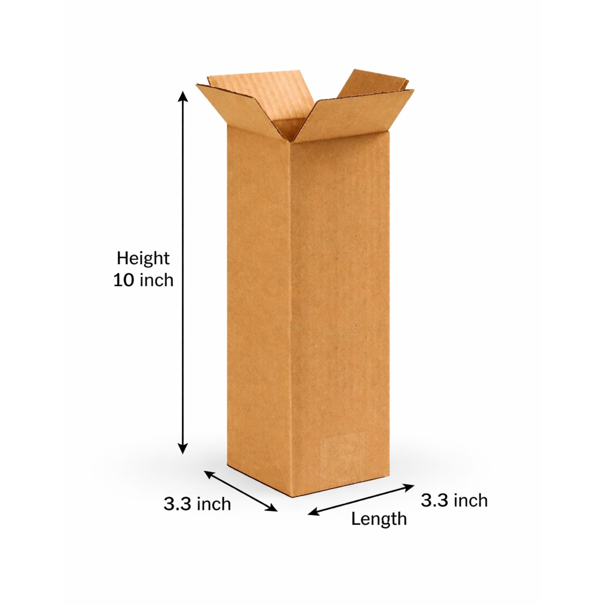 Corrugated Cardboard Shipping Boxes 3.3 Inch x 3.3 Inch x 10 Inch – Die Cutting & Strong Kraft Packing Box for Bottles, Glass Items, Gifts & Ecommerce Packaging | Durable Corrugated E-Commerce for Safe Shipping & Storage
