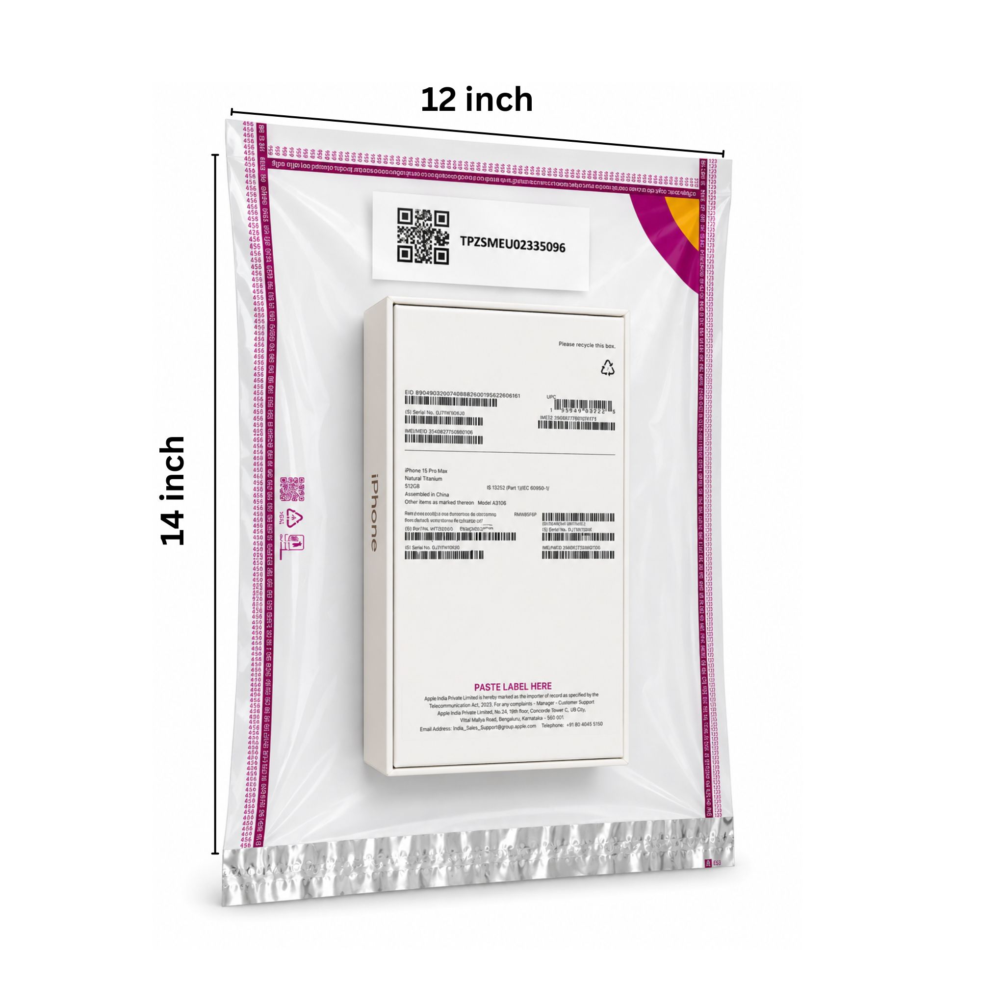12x14 Inch Meesho Transparent Non Pod