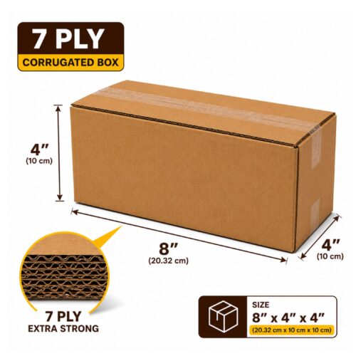 7 Ply Corrugated Box 8x4x4 Inch Strong Shipping & Packaging Box for Ecommerce Sellers MarkRTD