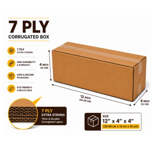 7 ply 12 x 4 x 4 inch corrugated box markrtd