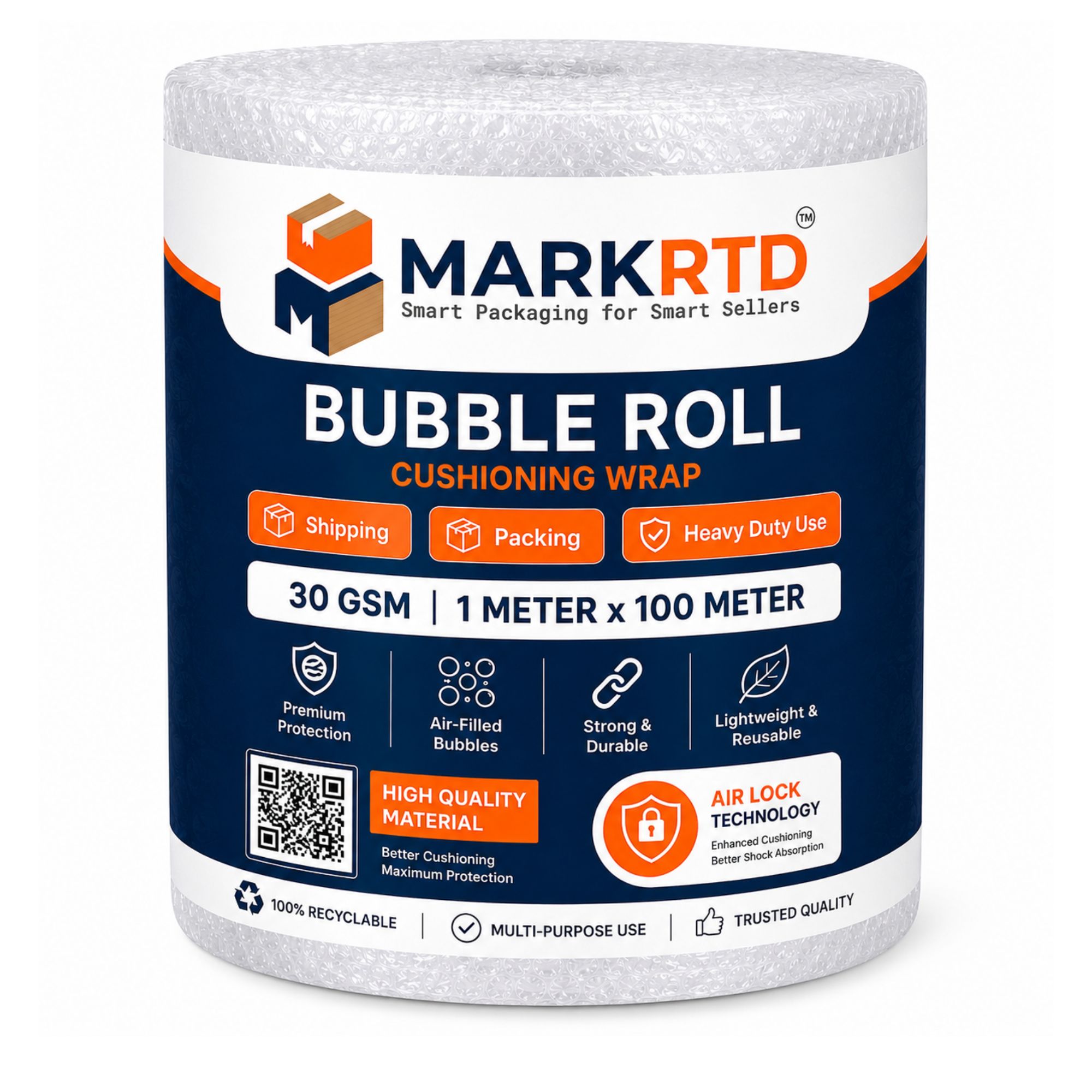 bubble roll air 30 gsm (1 meter x 100 meter) bubble wrap for fragile packaging material markrtd
