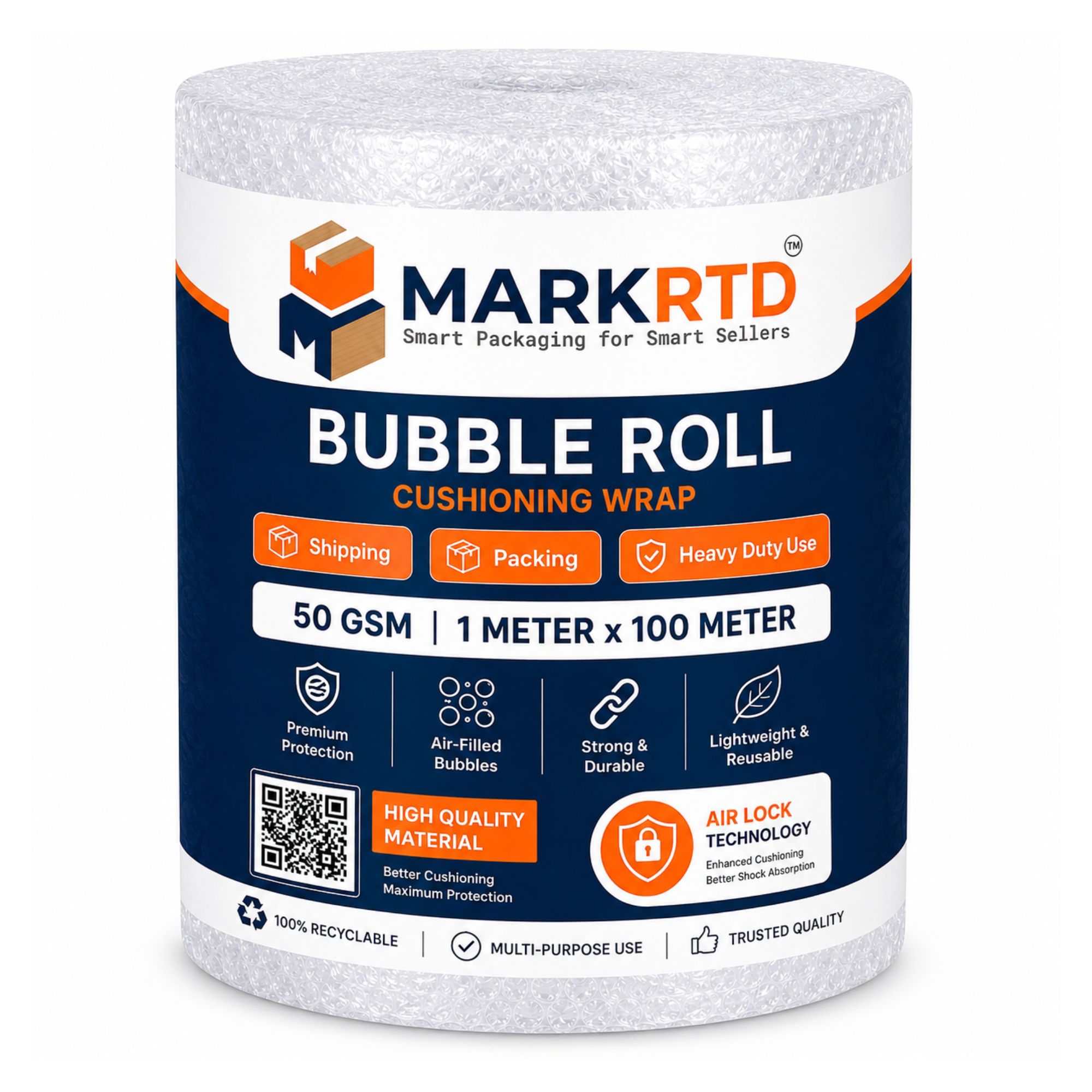 bubble roll air 50 gsm (1 meter x 100 meter) bubble wrap for fragile packaging material markrtd