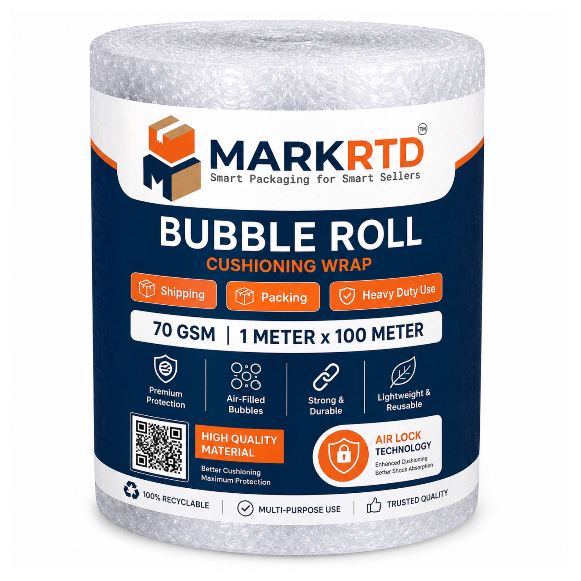 bubble roll air 70 gsm (1 meter x 100 meter) bubble wrap for fragile packaging material markrtd
