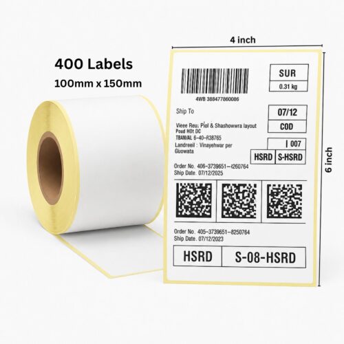 4x6 Inch Direct Thermal Shipping Label Roll | Yellow Liner DT Roll for Amazon, Flipkart & Meesho | MarkRTD