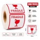 Fragile Warning Sticker Roll 100x100mm | 1000 Labels Per Roll | Strong Adhesive Packaging Labels